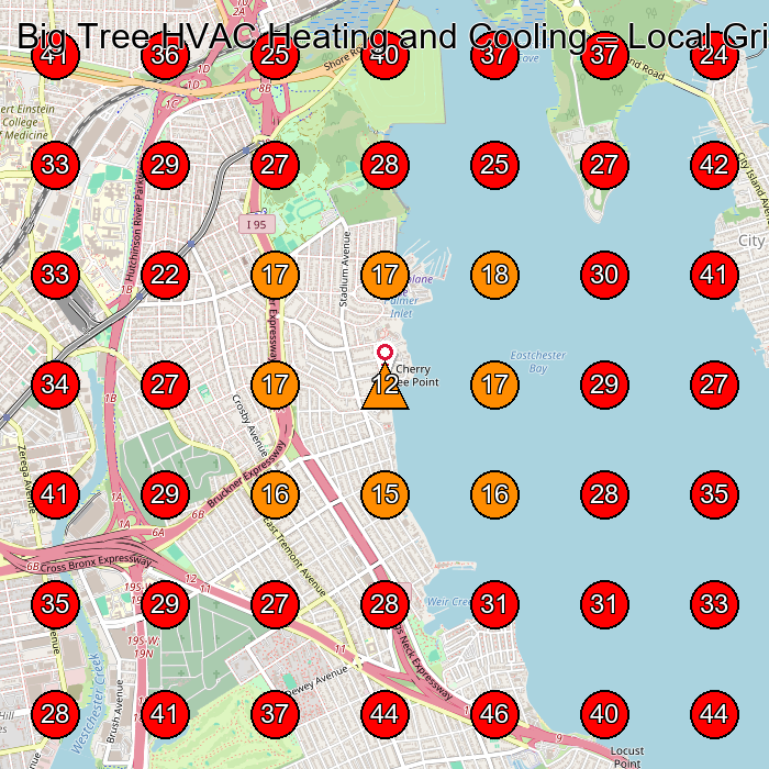 Big Tree HVAC Heating and Cooling GeoGrid visibility map for Hvac Contractor in Bronx